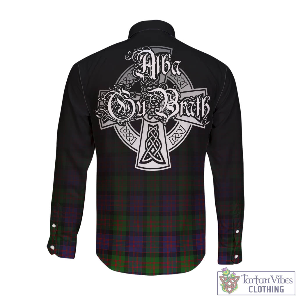 Tartan Vibes Clothing MacDonald Tartan Long Sleeve Button Up Featuring Alba Gu Brath Family Crest Celtic Inspired