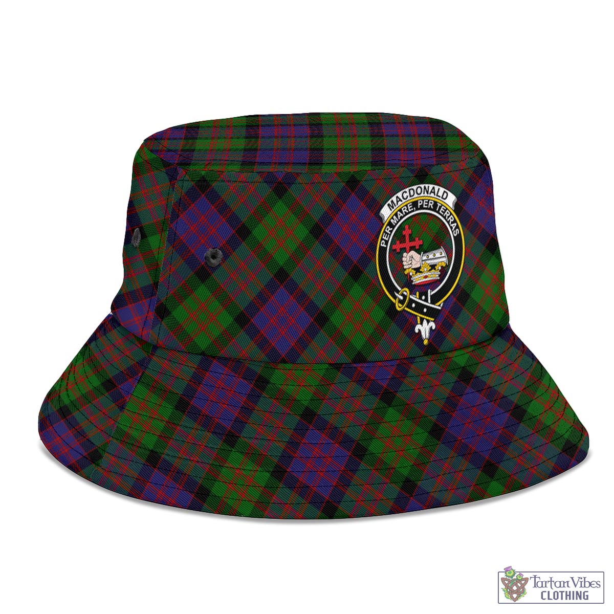 Tartan Vibes Clothing MacDonald Tartan Bucket Hat with Family Crest