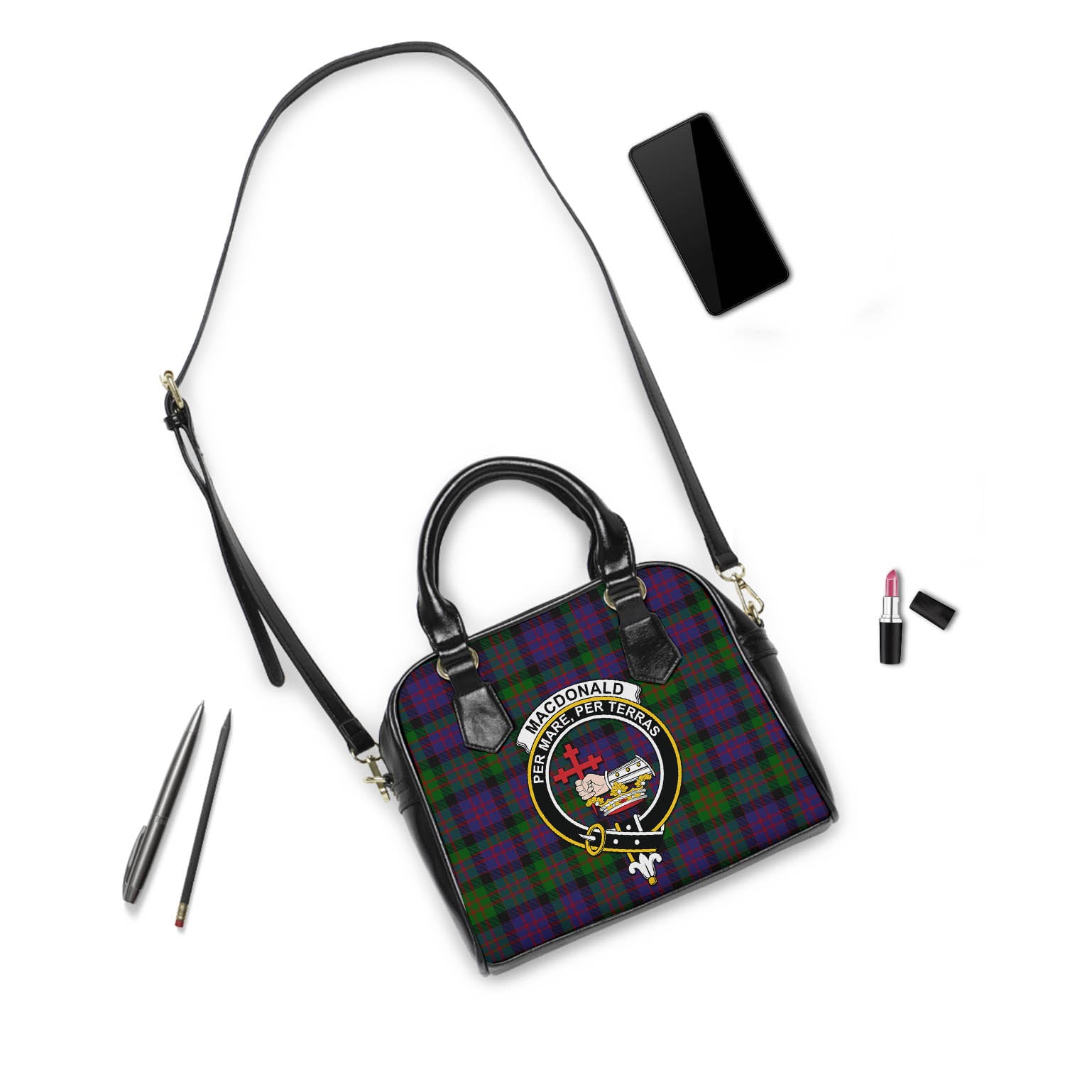 MacDonald Tartan Shoulder Handbags with Family Crest - Tartanvibesclothing