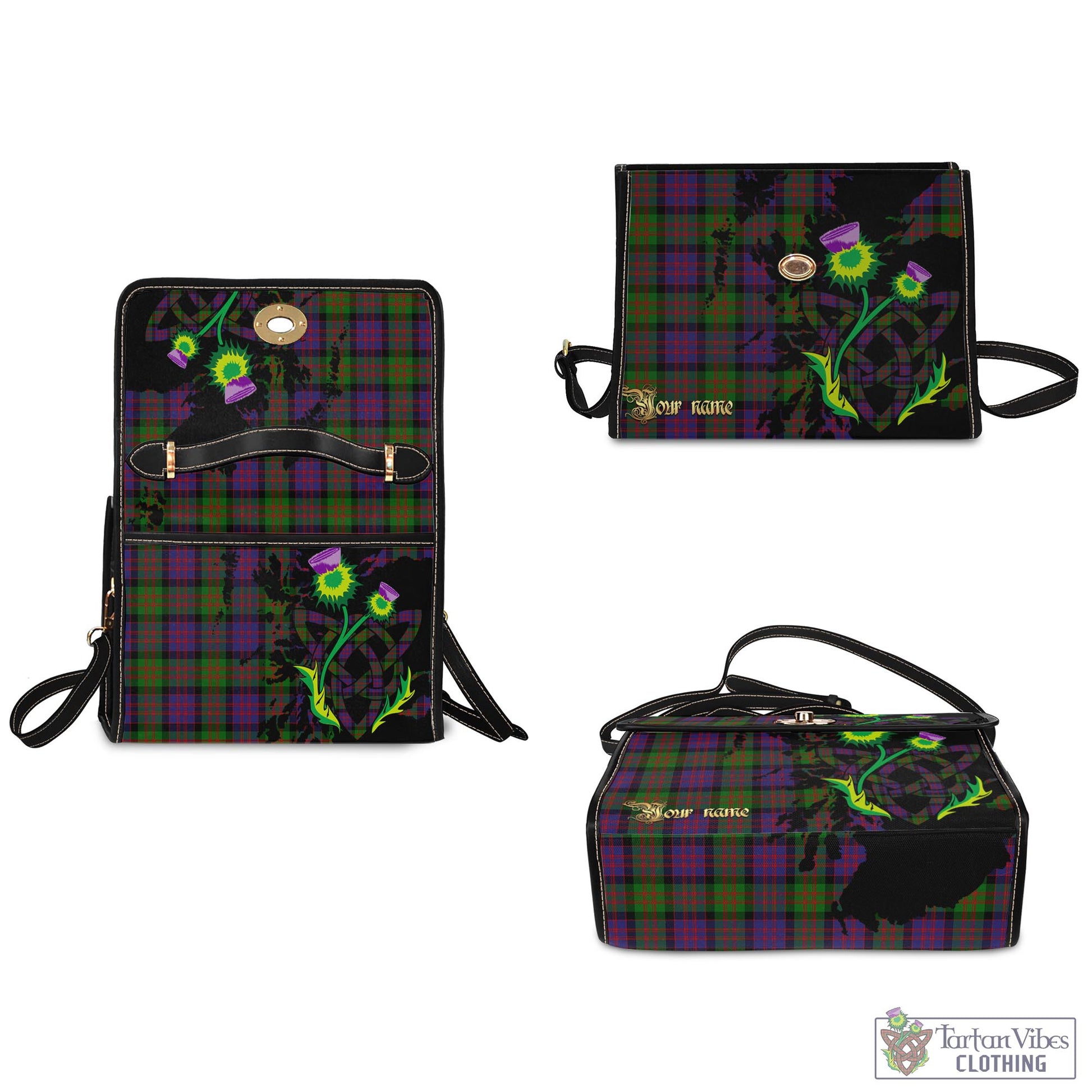 Tartan Vibes Clothing MacDonald Tartan Waterproof Canvas Bag with Scotland Map and Thistle Celtic Accents