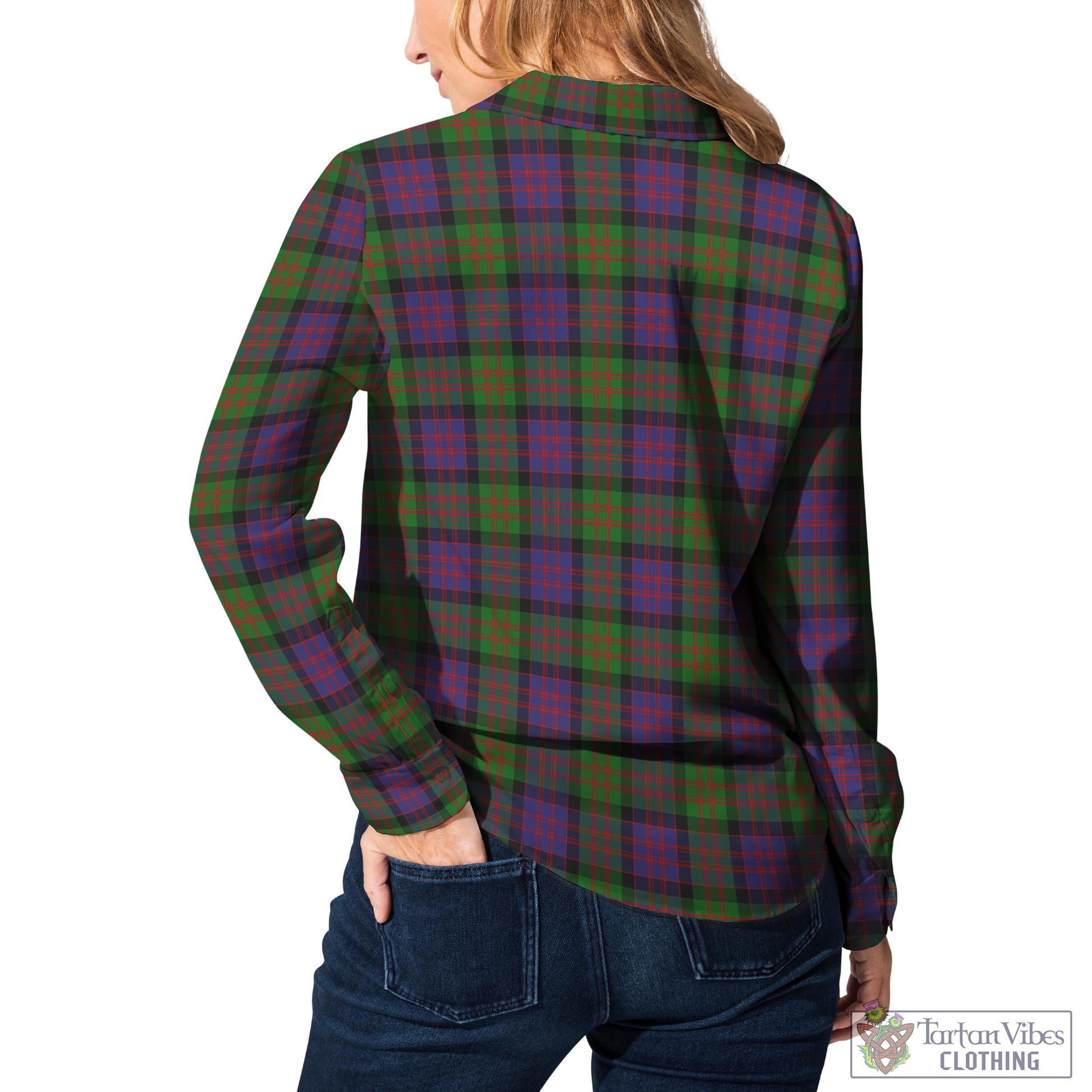 Tartan Vibes Clothing MacDonald Tartan Womens Casual Shirt with Family Crest