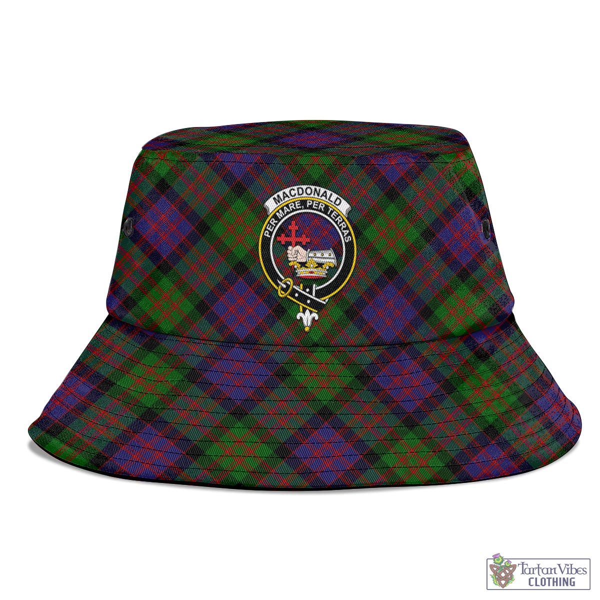 Tartan Vibes Clothing MacDonald Tartan Bucket Hat with Family Crest