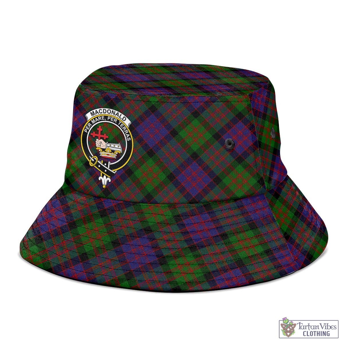 Tartan Vibes Clothing MacDonald Tartan Bucket Hat with Family Crest