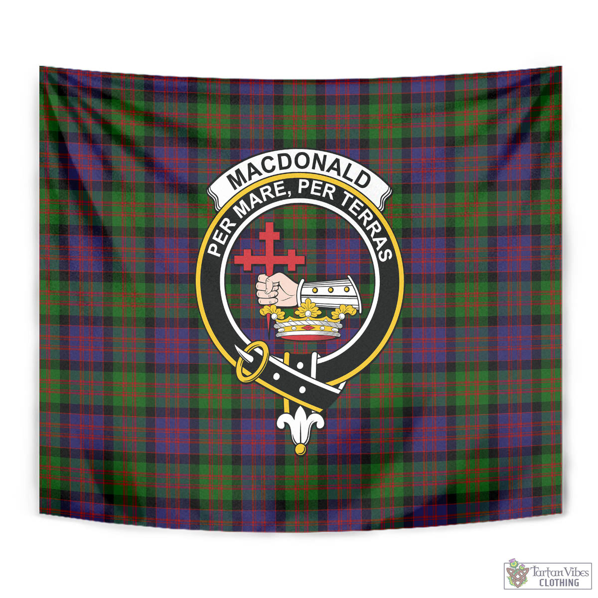 Tartan Vibes Clothing MacDonald Tartan Tapestry Wall Hanging and Home Decor for Room with Family Crest