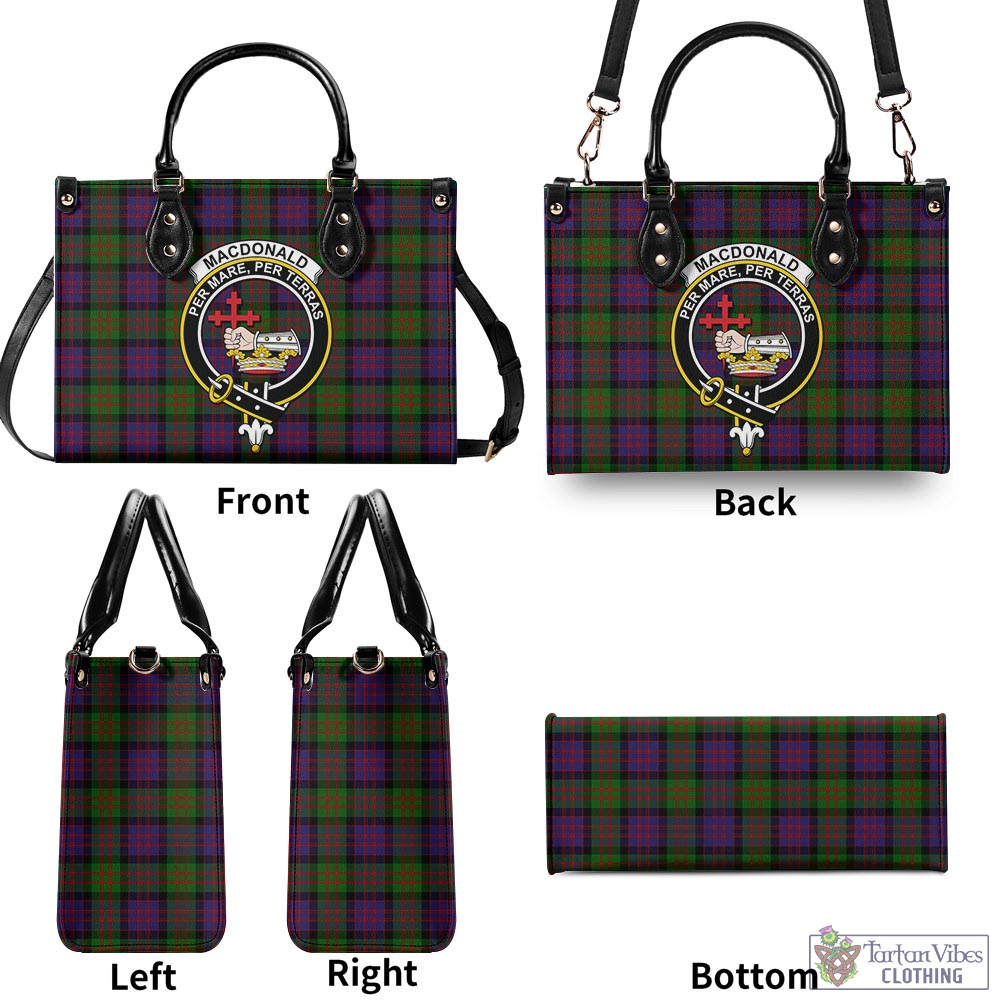 Tartan Vibes Clothing MacDonald Tartan Luxury Leather Handbags with Family Crest