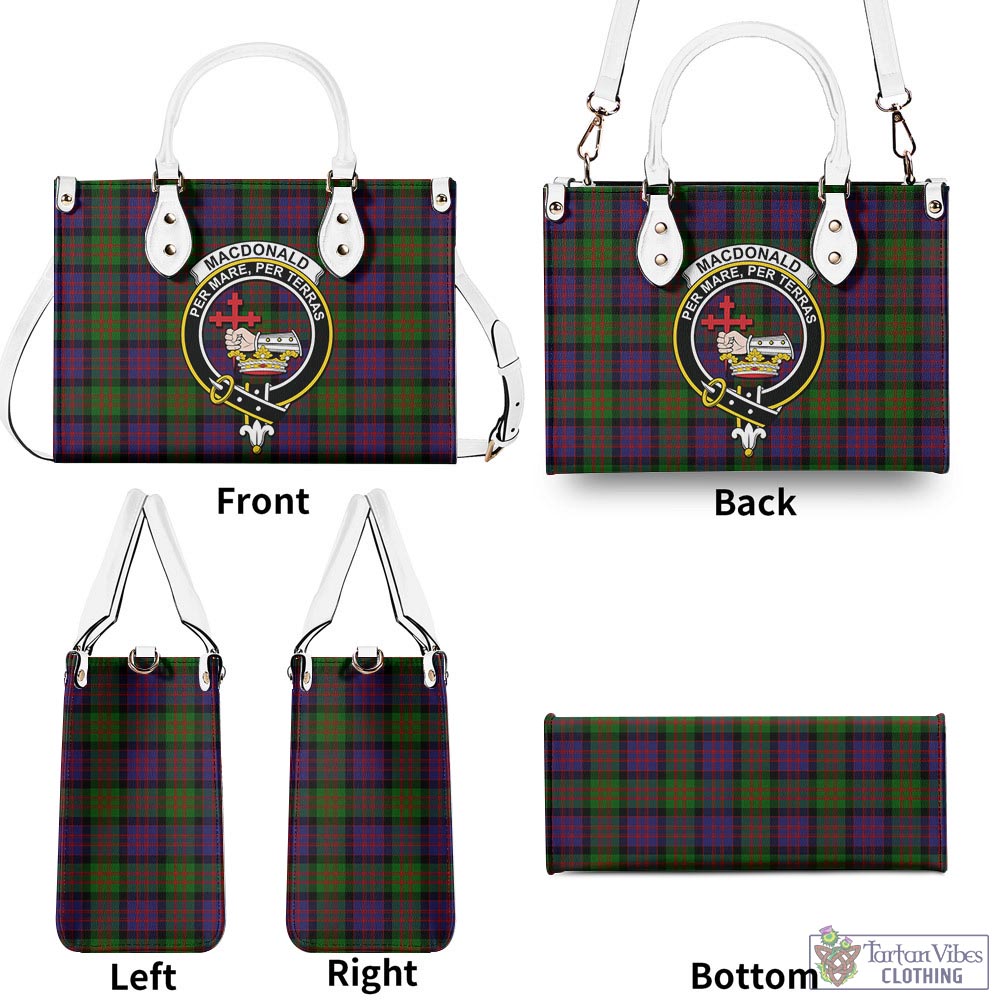 Tartan Vibes Clothing MacDonald Tartan Luxury Leather Handbags with Family Crest