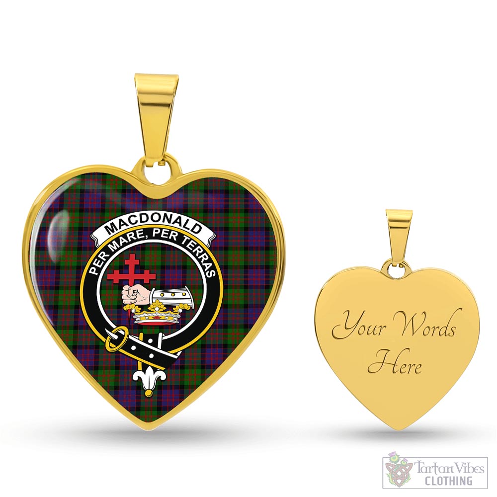 Tartan Vibes Clothing MacDonald Tartan Heart Necklace with Family Crest