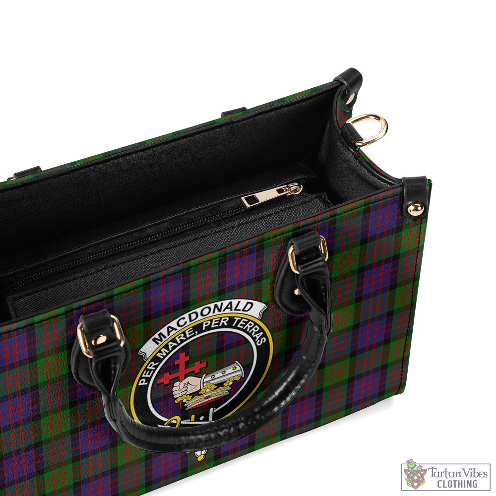 Tartan Vibes Clothing MacDonald Tartan Luxury Leather Handbags with Family Crest