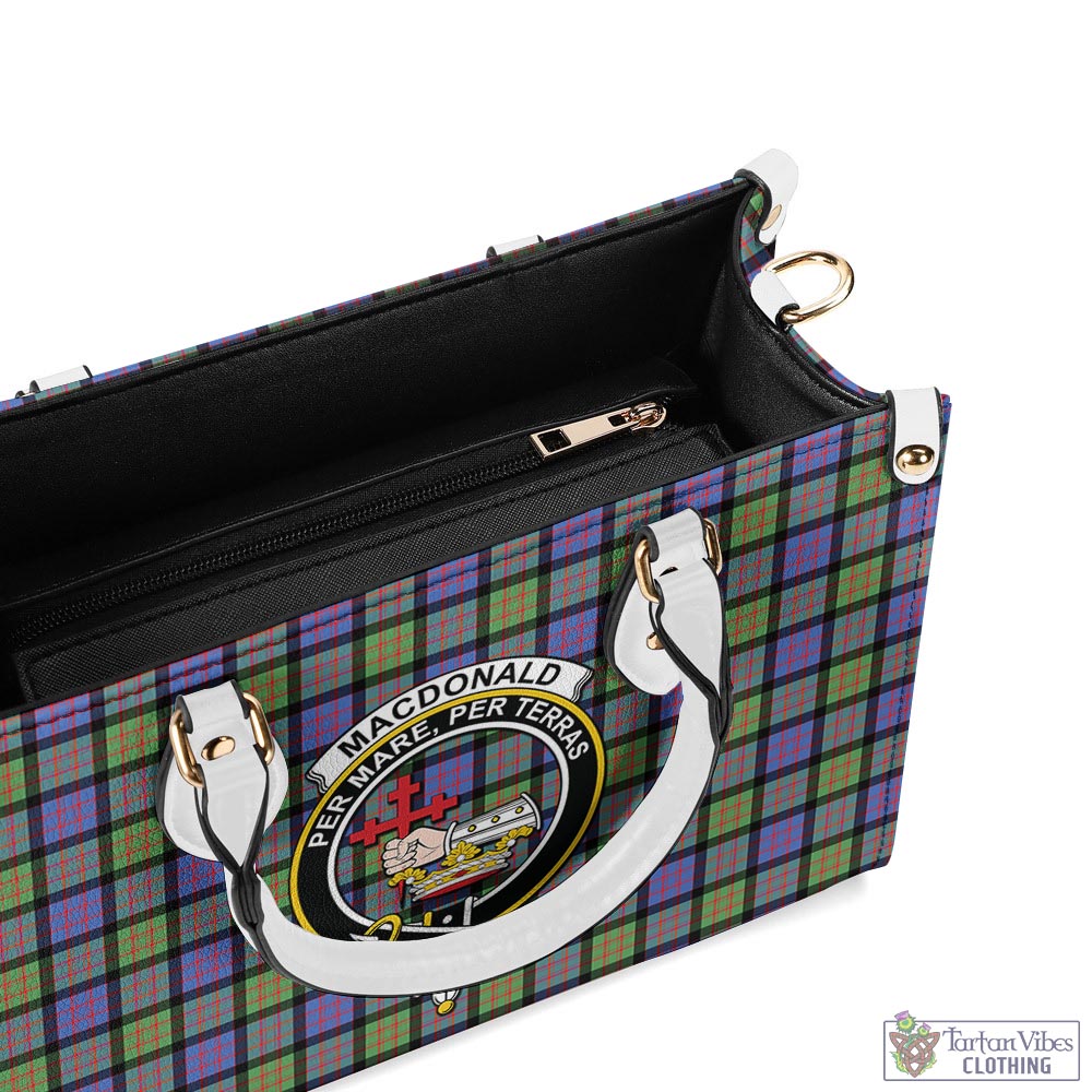 Tartan Vibes Clothing MacDonald Ancient Tartan Luxury Leather Handbags with Family Crest