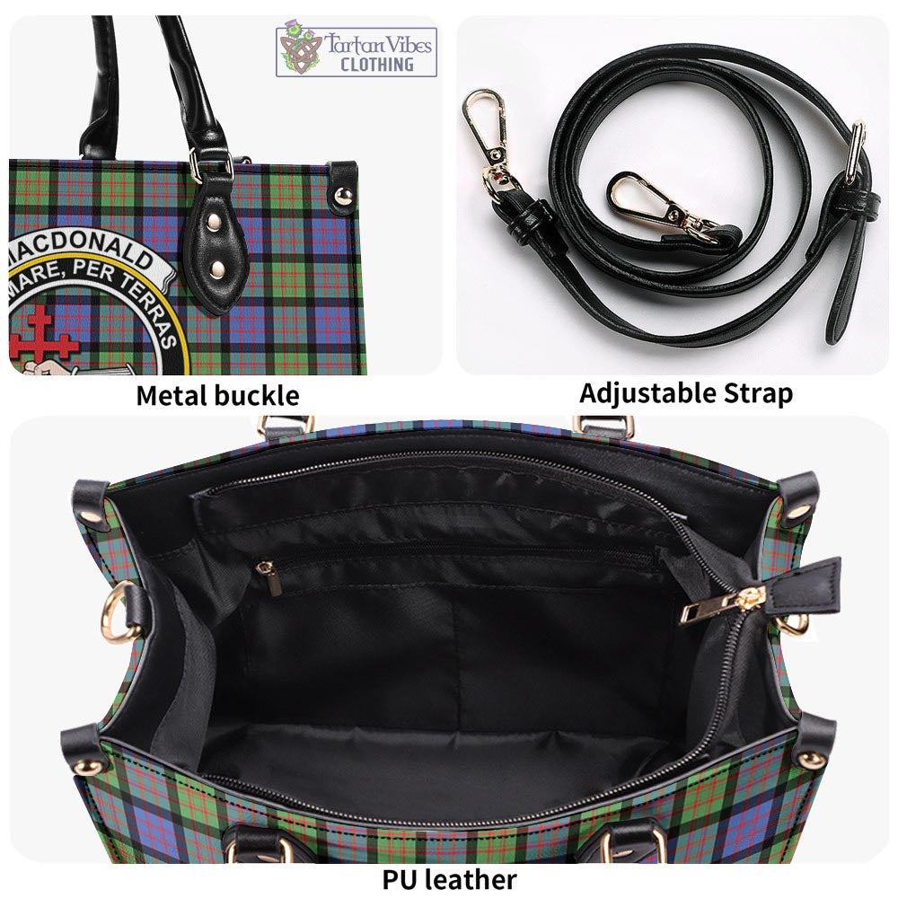 Tartan Vibes Clothing MacDonald Ancient Tartan Luxury Leather Handbags with Family Crest