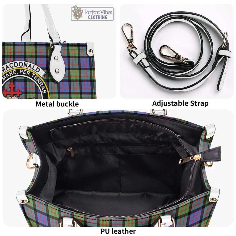 Tartan Vibes Clothing MacDonald Ancient Tartan Luxury Leather Handbags with Family Crest