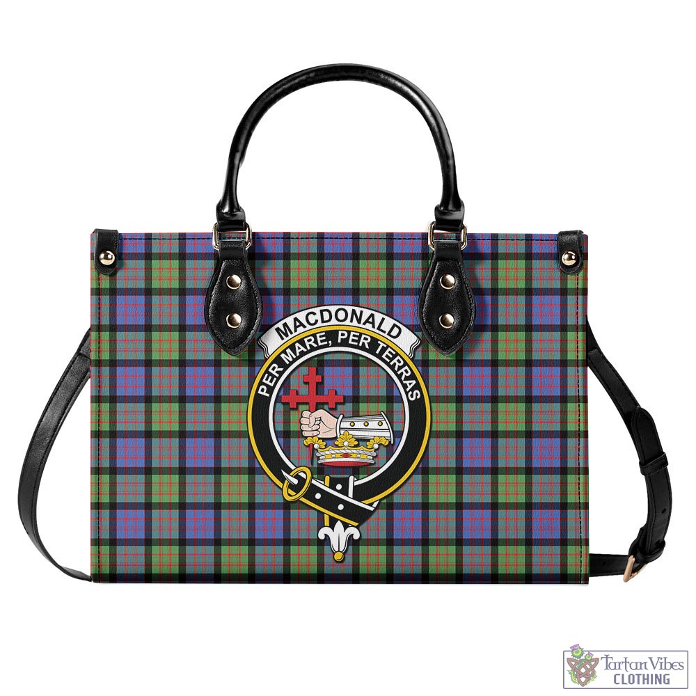 Tartan Vibes Clothing MacDonald Ancient Tartan Luxury Leather Handbags with Family Crest