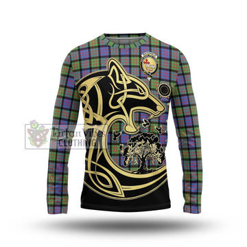 MacDonald Ancient Tartan Long Sleeve T-Shirt with Family Crest Celtic Wolf Style