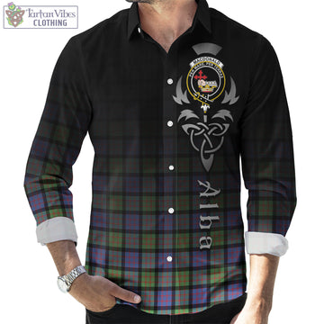 MacDonald Ancient Tartan Long Sleeve Button Up Featuring Alba Gu Brath Family Crest Celtic Inspired