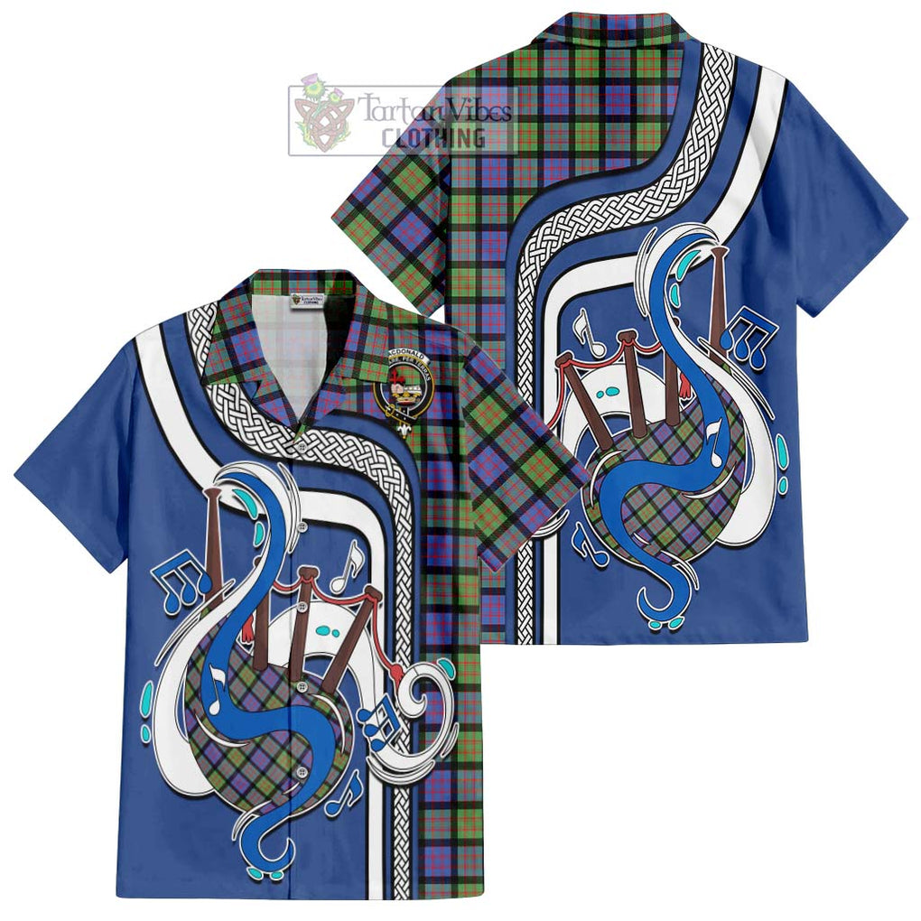 MacDonald Ancient Tartan Short Sleeve Button Shirt with Epic Bagpipe Style Kid - Tartanvibesclothing Shop