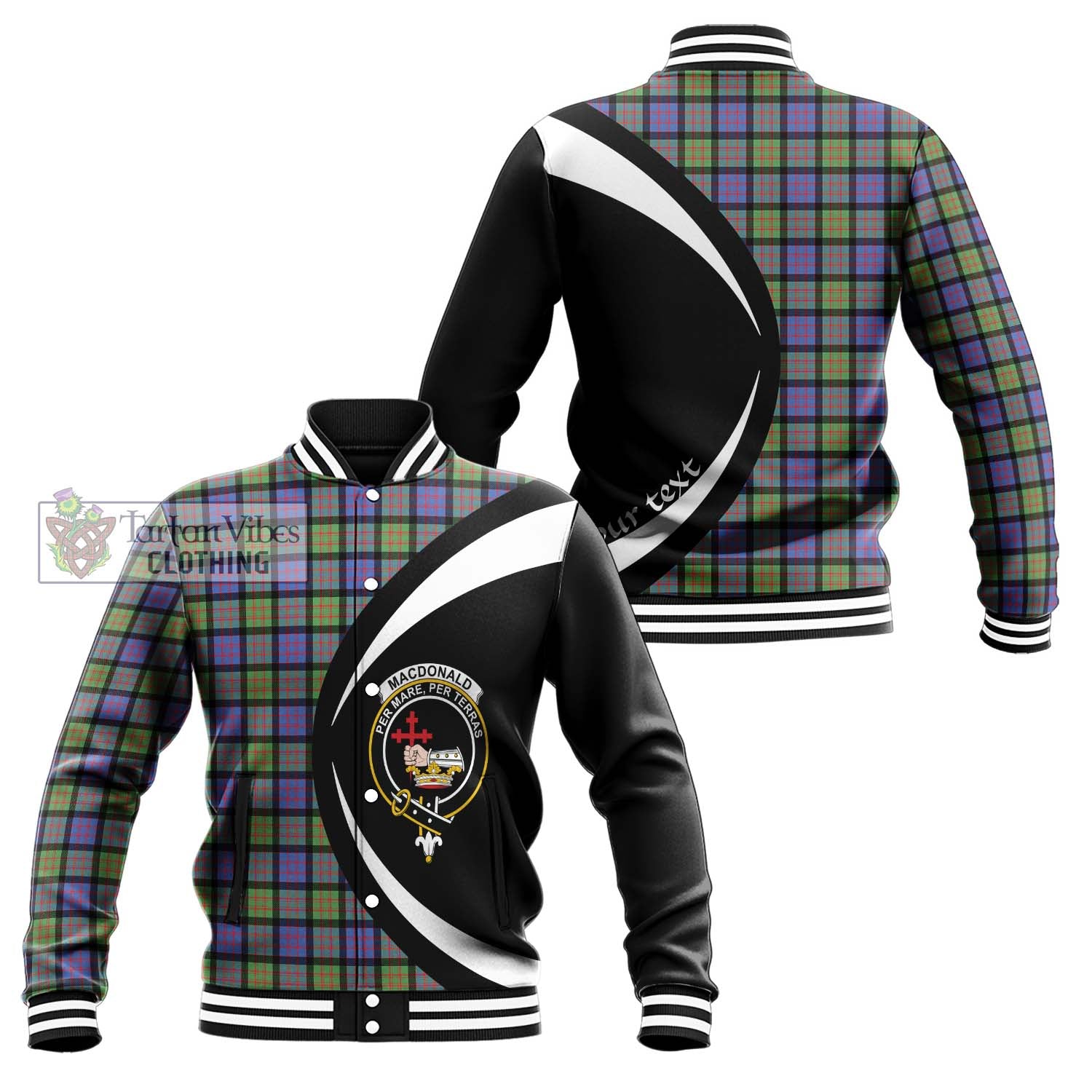 MacDonald Ancient Tartan Baseball Jacket with Family Crest Circle Style Unisex - Tartan Vibes Clothing