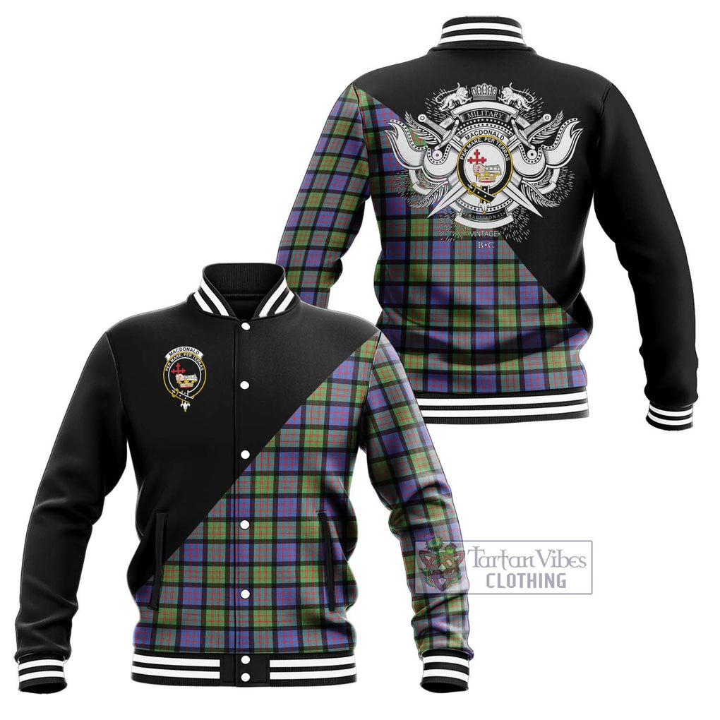 MacDonald Ancient Tartan Baseball Jacket with Family Crest and Military Logo Style Unisex - Tartanvibesclothing Shop