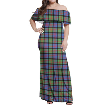 MacDonald Ancient Tartan Off Shoulder Long Dress