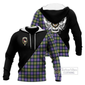 MacDonald Ancient Tartan Knitted Hoodie with Family Crest and Military Logo Style