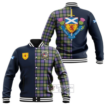 MacDonald Ancient Tartan Baseball Jacket Alba with Scottish Lion Royal Arm Half Style