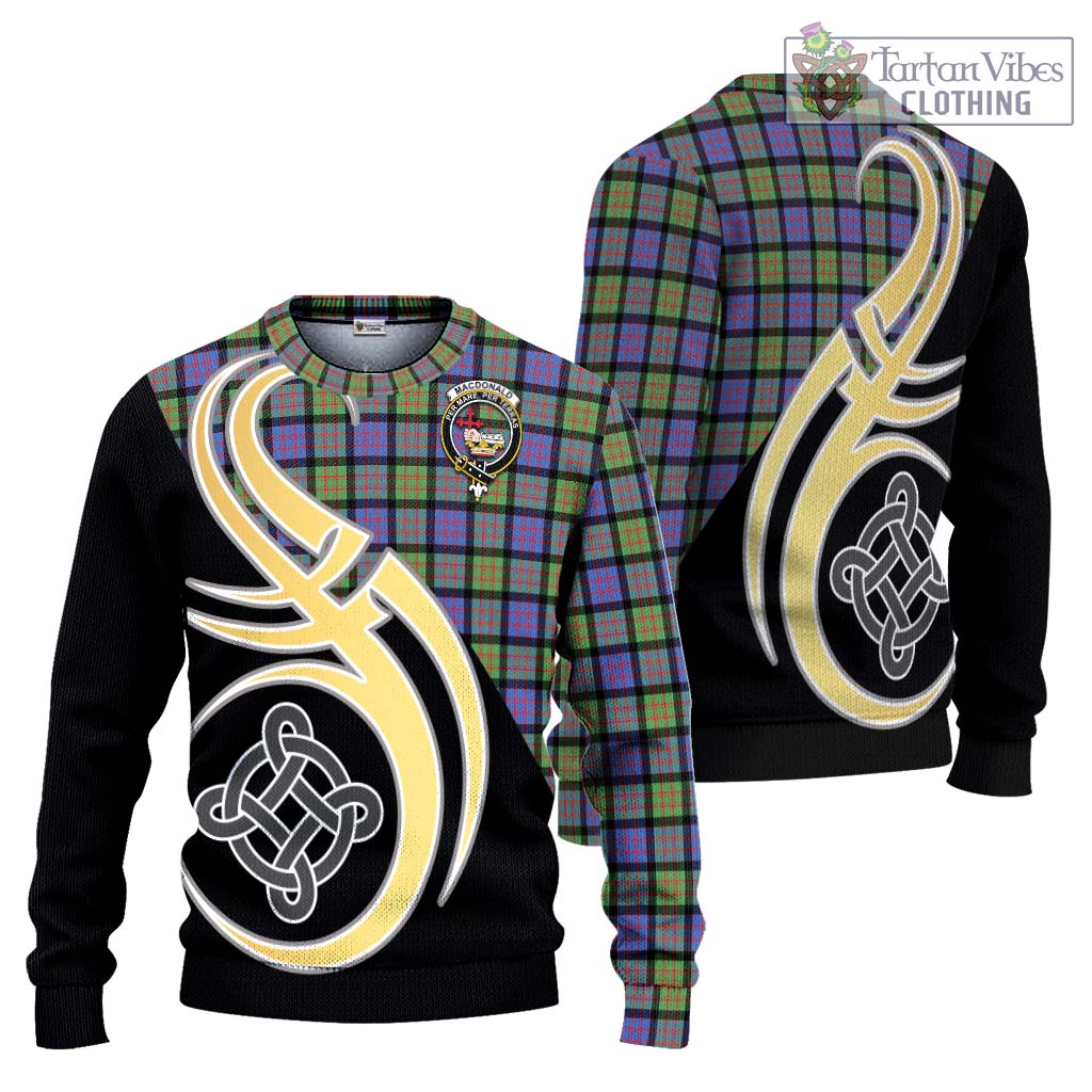 MacDonald Ancient Tartan Knitted Sweater with Family Crest and Celtic Symbol Style Unisex - Tartan Vibes Clothing