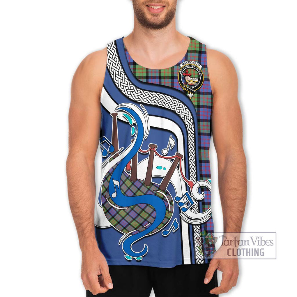 MacDonald Ancient Tartan Men's Tank Top with Epic Bagpipe Style Men - Tartanvibesclothing Shop