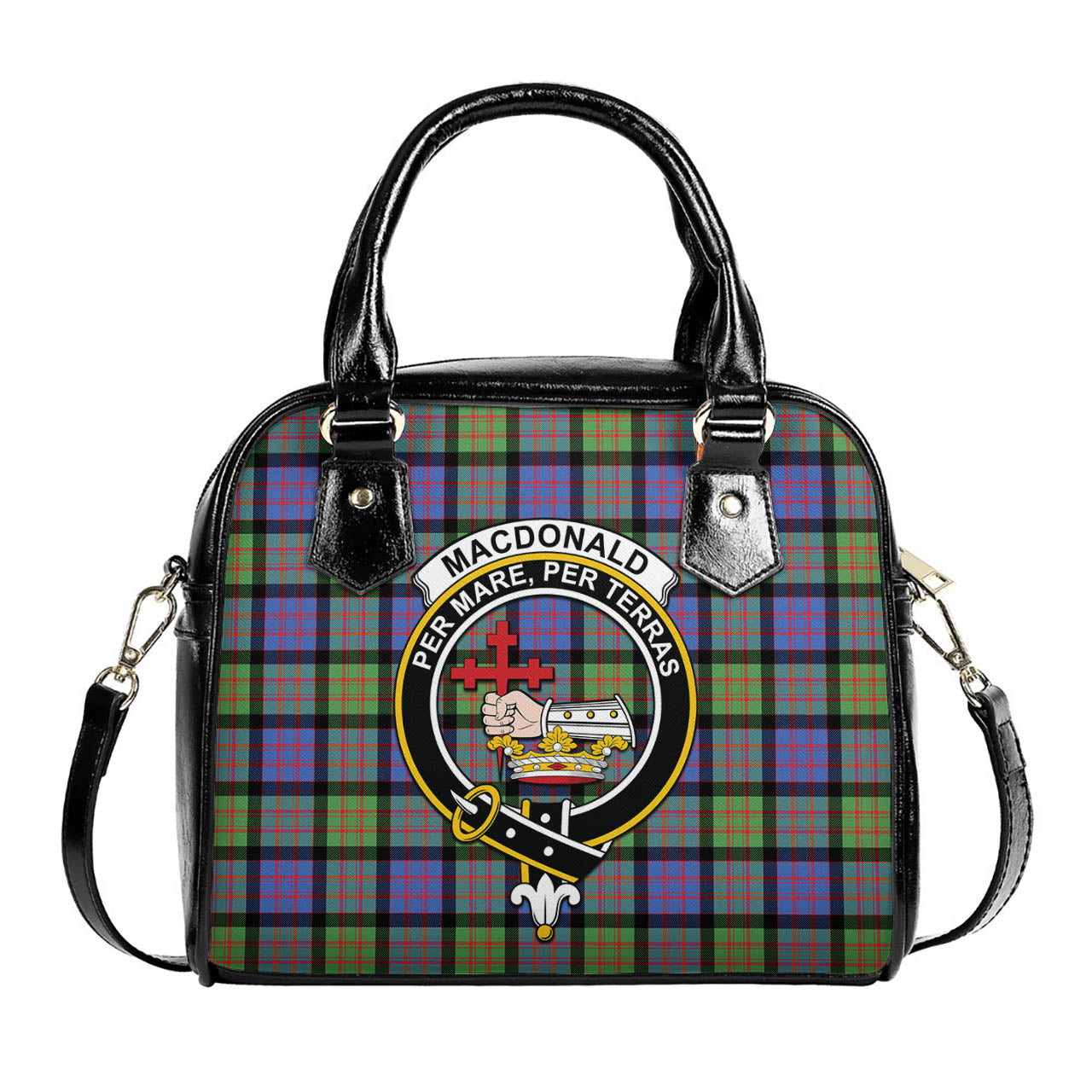 MacDonald Ancient Tartan Shoulder Handbags with Family Crest One Size 6*25*22 cm - Tartanvibesclothing