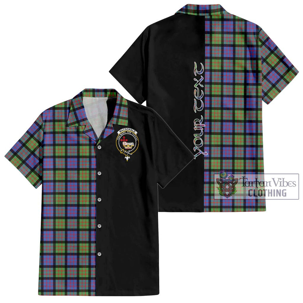 MacDonald Ancient Tartan Short Sleeve Button Shirt with Family Crest and Half Of Me Style Kid - Tartanvibesclothing Shop