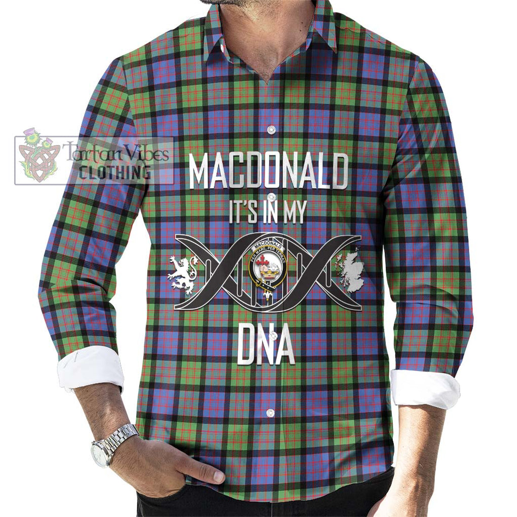 MacDonald Ancient Tartan Long Sleeve Button Shirt with Family Crest DNA In Me Style Men's Shirt S - Tartanvibesclothing Shop