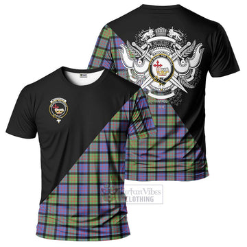 MacDonald Ancient Tartan T-Shirt with Family Crest and Military Logo Style