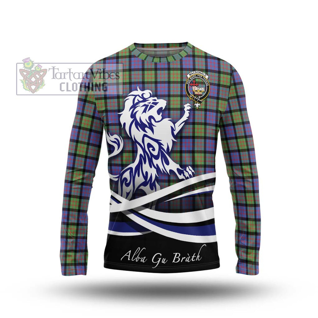 MacDonald Ancient Tartan Long Sleeve T-Shirt with Alba Gu Brath Regal Lion Emblem Unisex - Tartanvibesclothing Shop