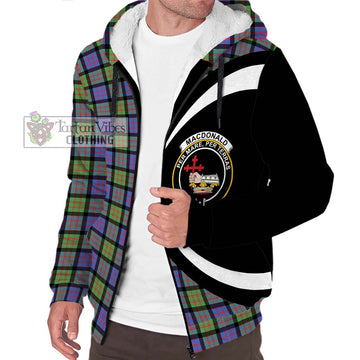 MacDonald Ancient Tartan Sherpa Hoodie with Family Crest Circle Style