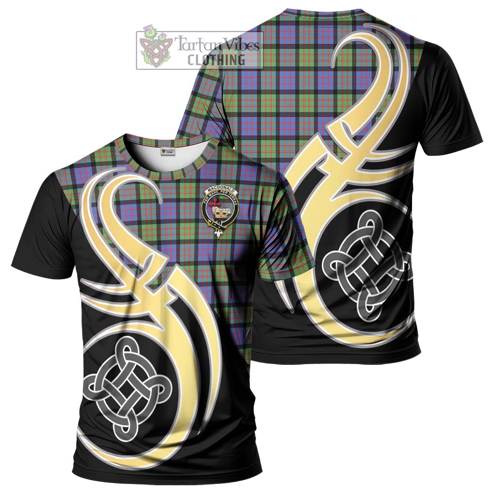 Tartan Vibes Clothing MacDonald Ancient Tartan T-Shirt with Family Crest and Celtic Symbol Style