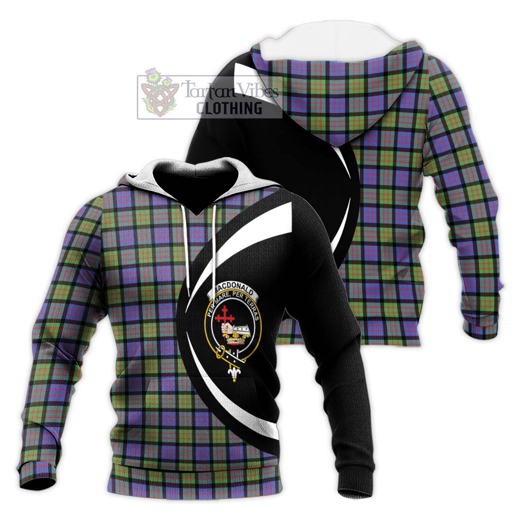 MacDonald Ancient Tartan Knitted Hoodie with Family Crest Circle Style Unisex Knitted Pullover Hoodie - Tartan Vibes Clothing