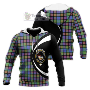 MacDonald Ancient Tartan Knitted Hoodie with Family Crest Circle Style