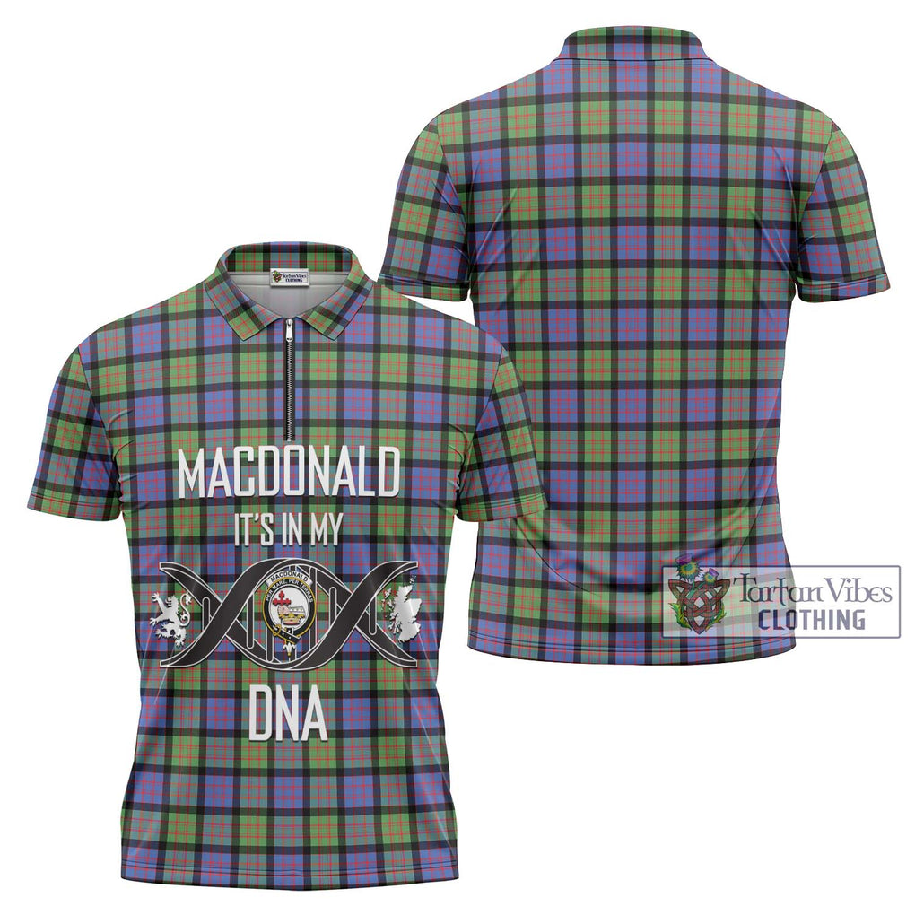 MacDonald Ancient Tartan Zipper Polo Shirt with Family Crest DNA In Me Style Unisex - Tartanvibesclothing Shop