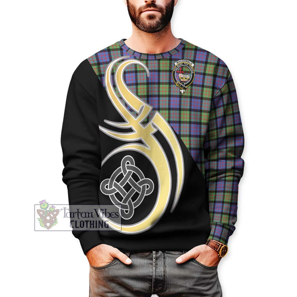 MacDonald Ancient Tartan Sweatshirt with Family Crest and Celtic Symbol Style Unisex - Tartan Vibes Clothing