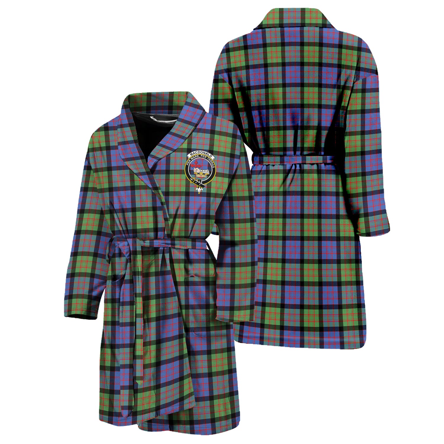 MacDonald Ancient Tartan Bathrobe with Family Crest Unisex S - Tartan Vibes Clothing