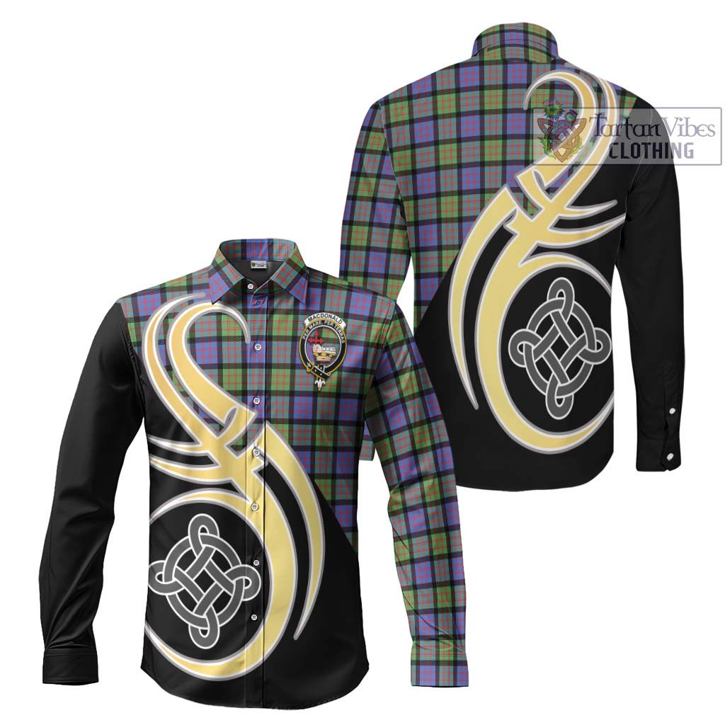 MacDonald Ancient Tartan Long Sleeve Button Shirt with Family Crest and Celtic Symbol Style Men's Shirt S - Tartan Vibes Clothing