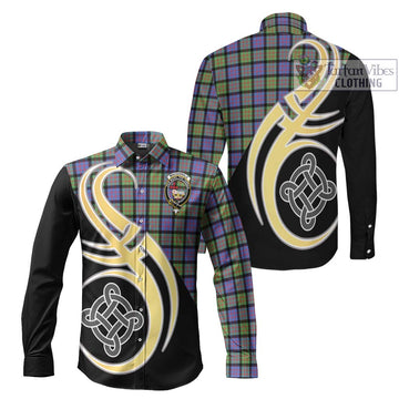 MacDonald Ancient Tartan Long Sleeve Button Shirt with Family Crest and Celtic Symbol Style