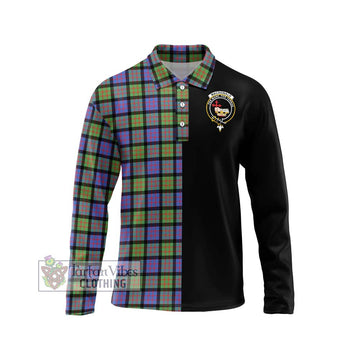 MacDonald Ancient Tartan Long Sleeve Polo Shirt with Family Crest and Half Of Me Style