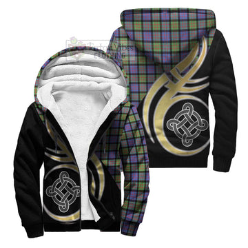 MacDonald Ancient Tartan Sherpa Hoodie with Family Crest and Celtic Symbol Style