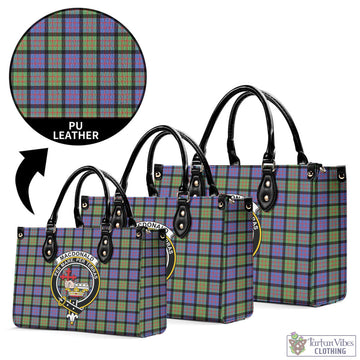 MacDonald Ancient Tartan Luxury Leather Handbags with Family Crest