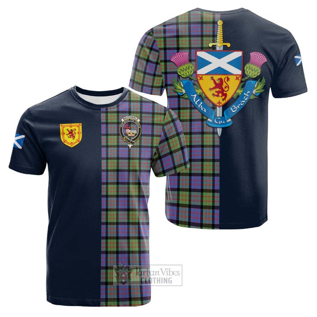 Tartan Vibes Clothing MacDonald Ancient Tartan Cotton T-shirt with Scottish Lion Royal Arm Half Style