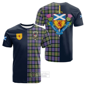 MacDonald Ancient Tartan Cotton T-shirt Alba with Scottish Lion Royal Arm Half Style