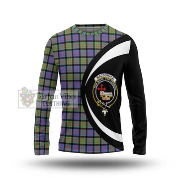 MacDonald Ancient Tartan Long Sleeve T-Shirt with Family Crest Circle Style