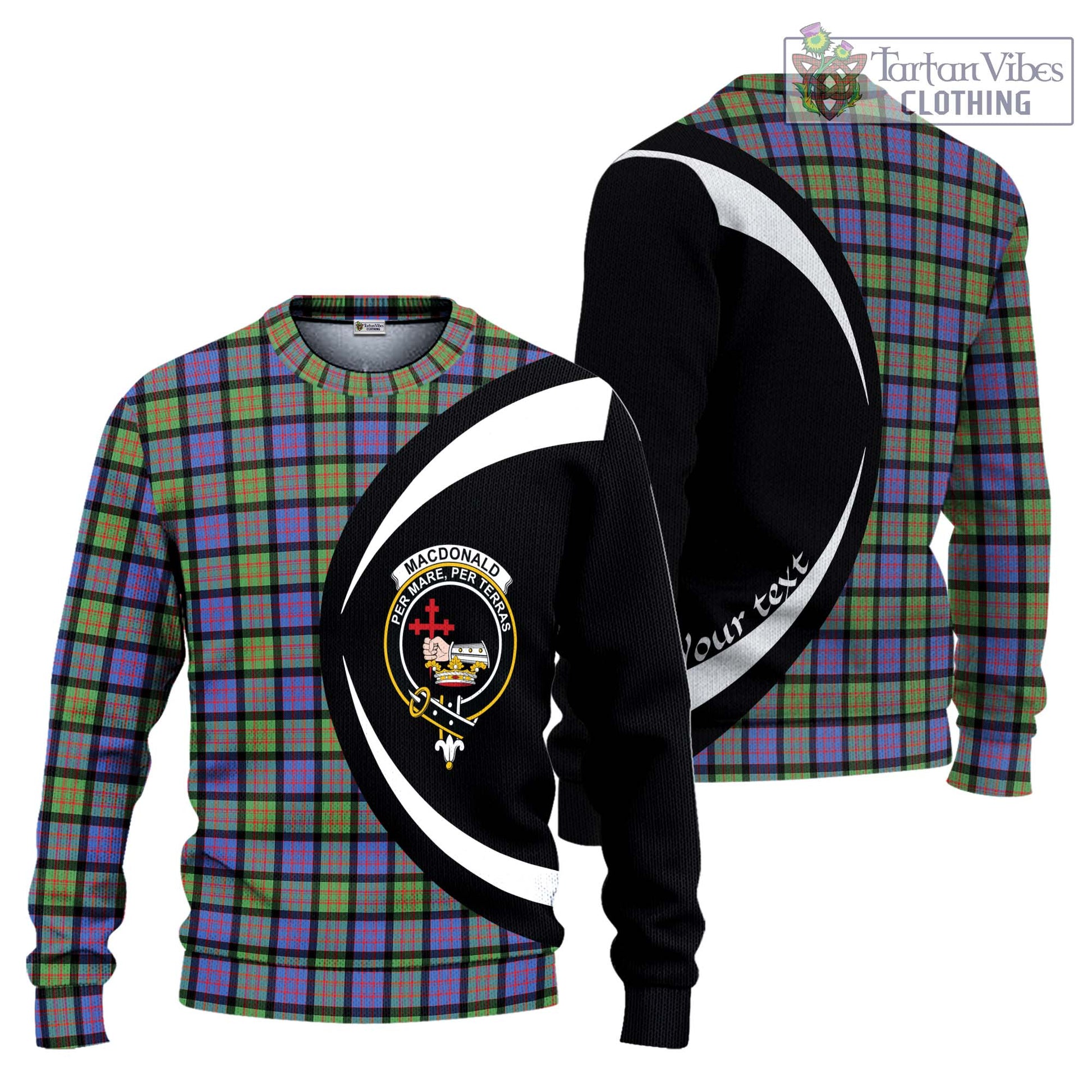 MacDonald Ancient Tartan Knitted Sweater with Family Crest Circle Style Unisex - Tartan Vibes Clothing