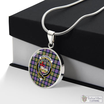 MacDonald Ancient Tartan Circle Necklace with Family Crest