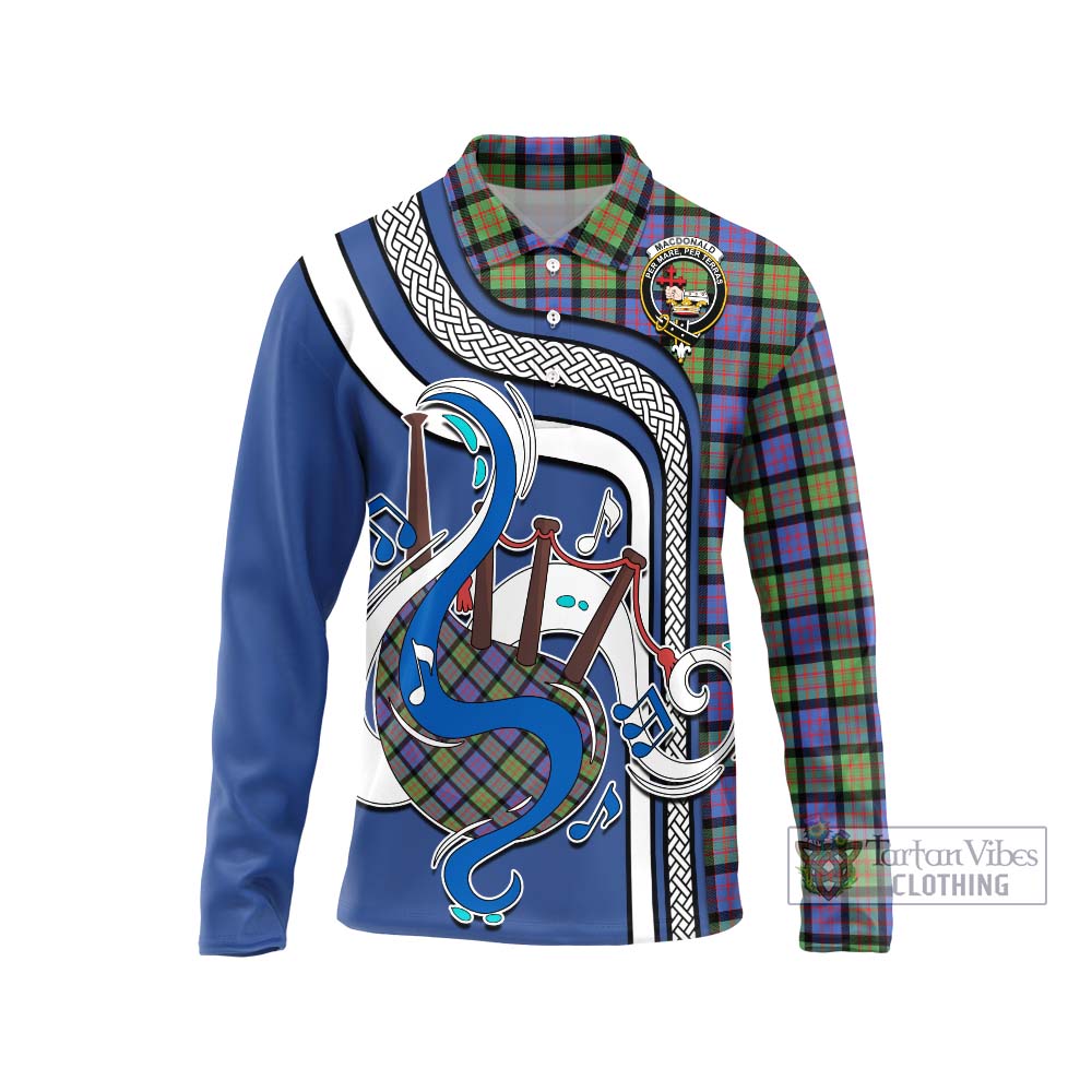 Tartan Vibes Clothing MacDonald Ancient Tartan Long Sleeve Polo Shirt with Epic Bagpipe Style