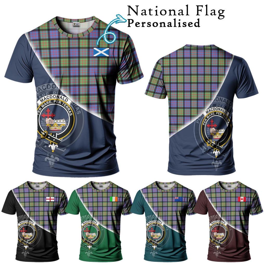 MacDonald Ancient Tartan T-Shirt with Personalised National Flag and Family Crest Half Style Kid's Shirt - Tartanvibesclothing Shop